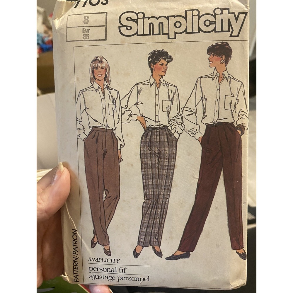 Vintage 1986 Simplicity 7703 Sewing Pattern Ladies Pants Shirt Size 8 Uncut